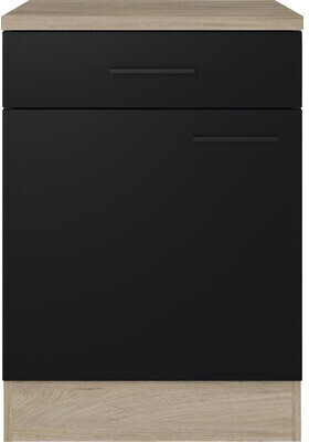 Flex-Well Unterschrank mit Schublade und Drehtür Capri 60 x 60 x 85 cm  Front schwarz matt Korpus wildeiche ab 119,00 € | Preisvergleich bei