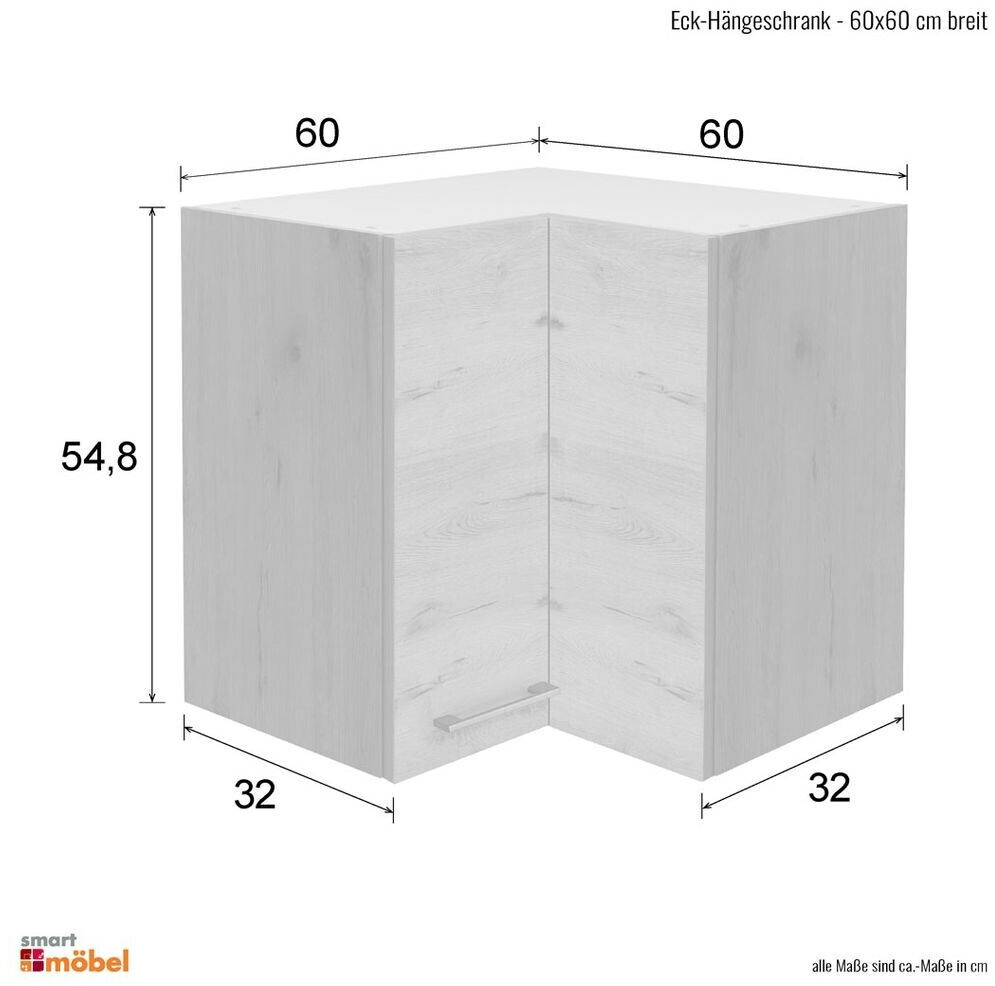 Flex-Well Eckhängeschrank Varo BxTxH 60 x 32 x 54,8 cm Front weiß matt  Korpus weiß ab 89,00 € | Preisvergleich bei