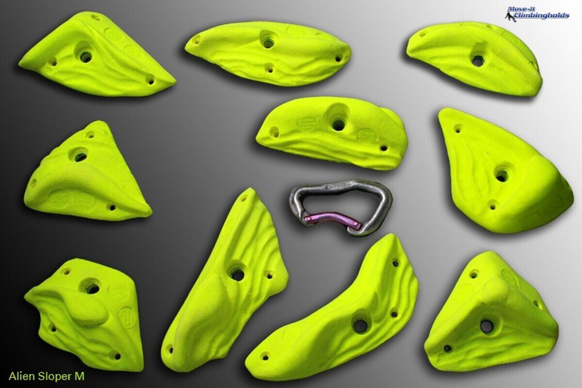 Move-it-Climbingholds Alien Sloper M (Klettergriffe-Set) neon grün