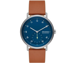 Skagen Orologio Signatur per Uomo, Movimento al quarzo a tre lancette con cinturino in acciaio inossidabile, 40 mm, Argento e rosso
