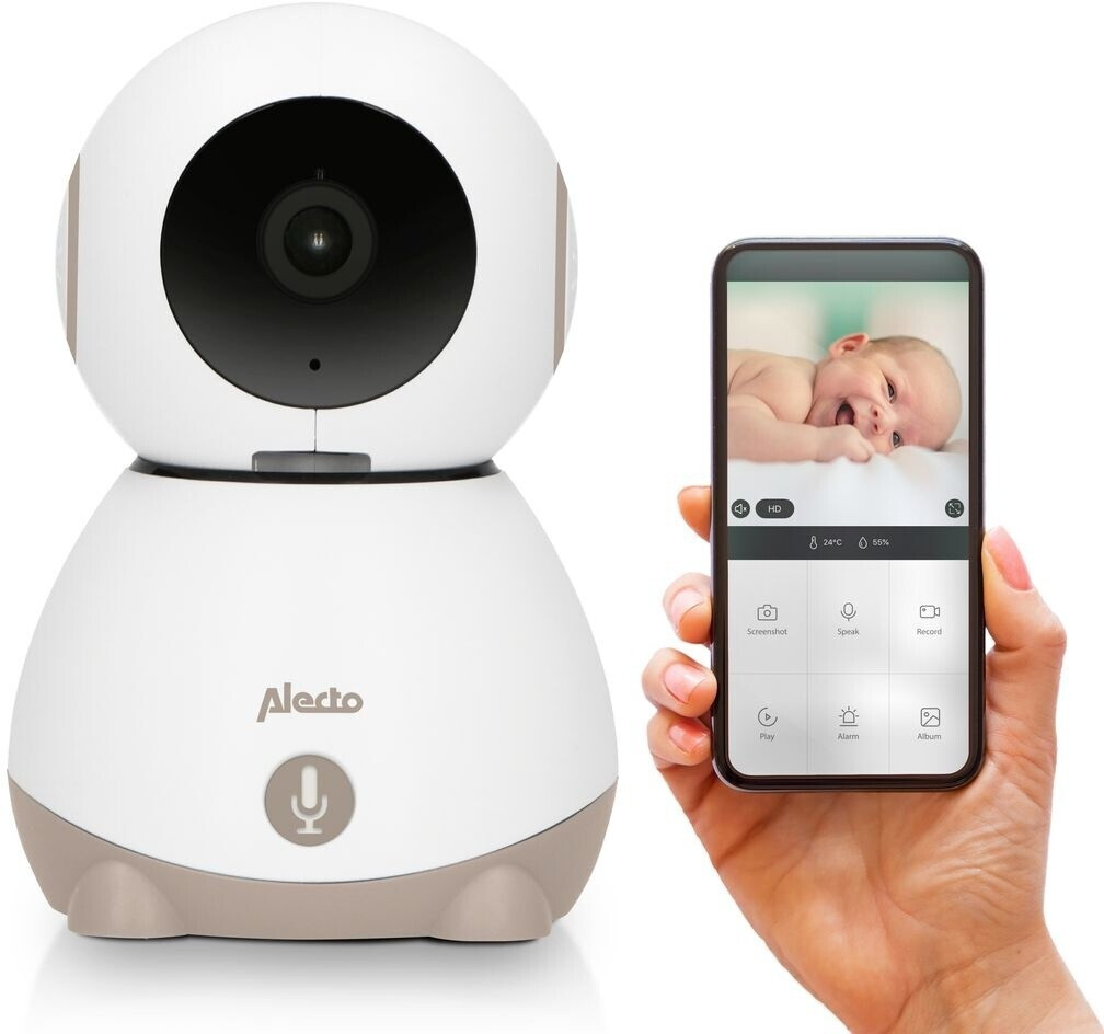 Alecto SMARTBABY10BE - WLAN baby monitor with camera white/taupe
