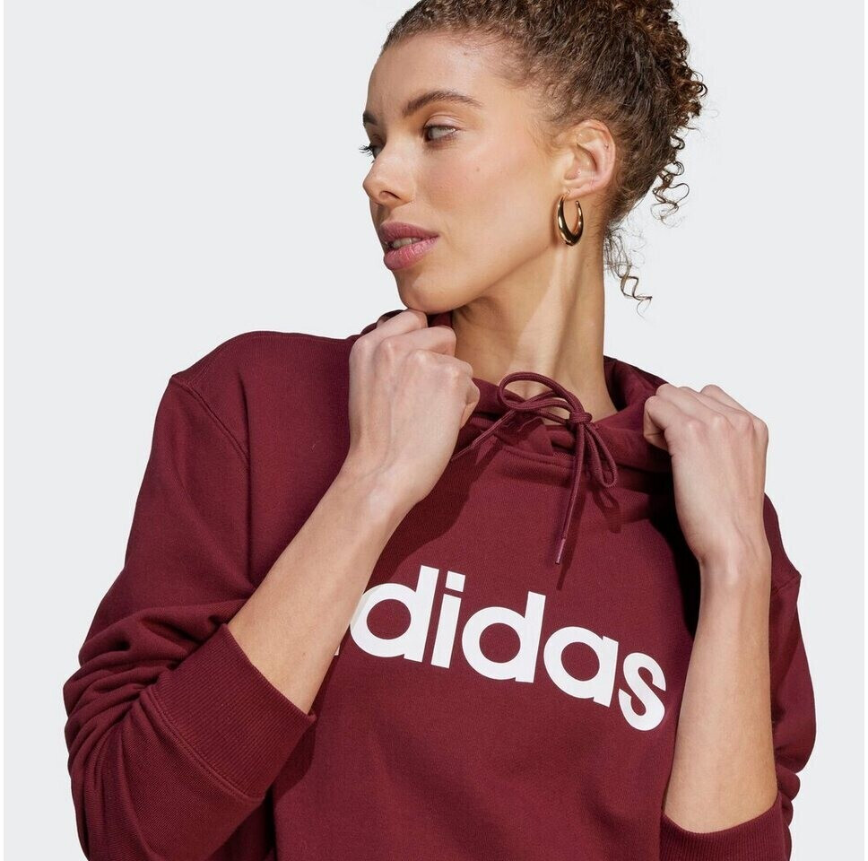 Adidas Women Training Essentials Linear Pullover Hoodie Shadow Red white ab 54 90 Preisvergleich bei idealo