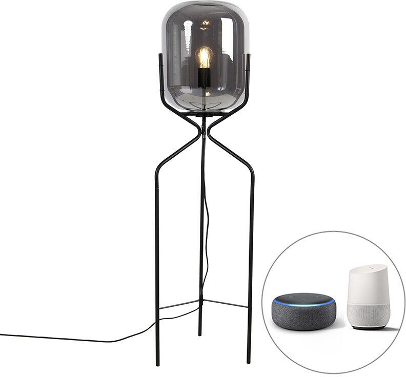 QAZQA Smart Stehlampe schwarz inkl. bei | A60 Bliss WiFi Rauchglas 99,95 Preisvergleich ab E €
