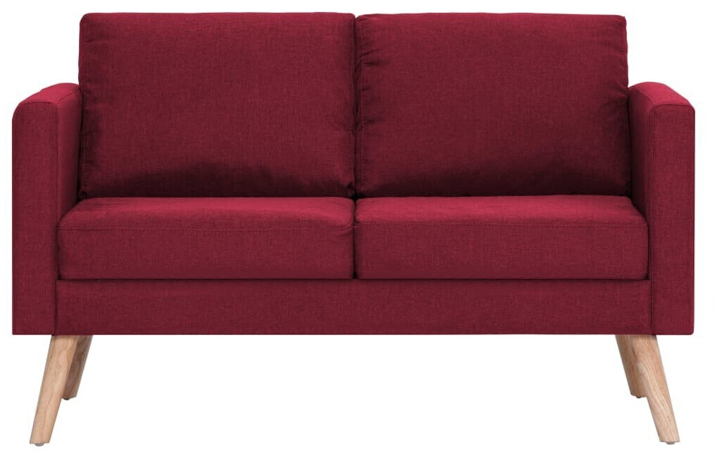 vidaXL Couch 2 Sitters in Fabric wine red