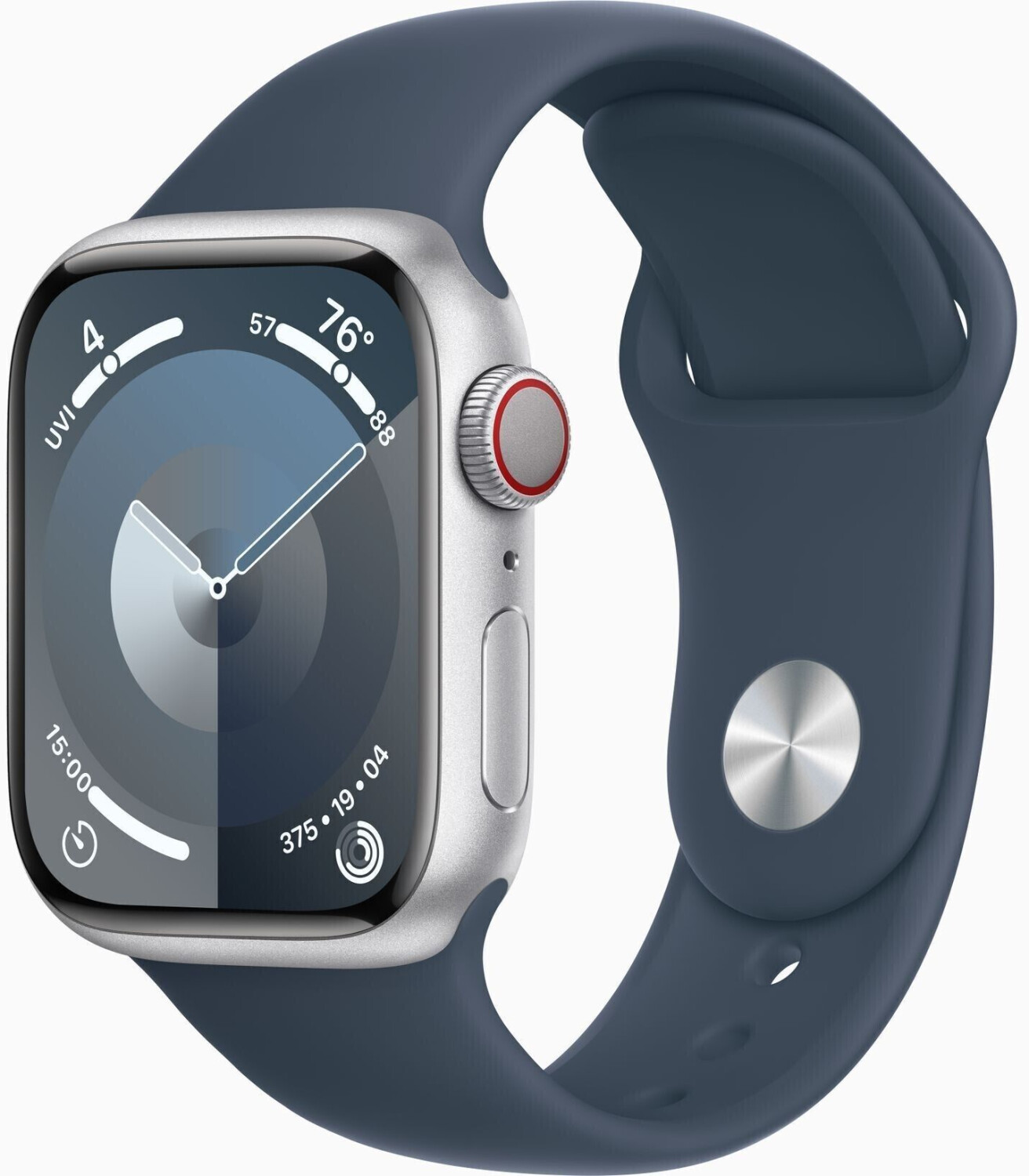 Apple Watch Series 9 4G 41mm aluminium argent bracelet tempête bleu S/M