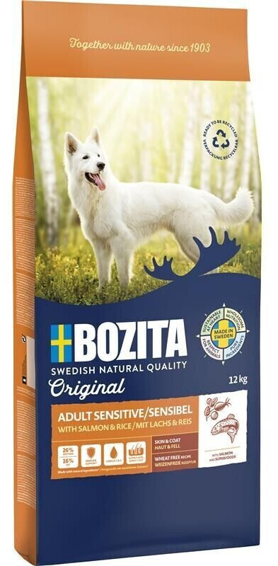Bozita Original Adult Senistive/Sensibel dog dry food with salmon & rice 12kg