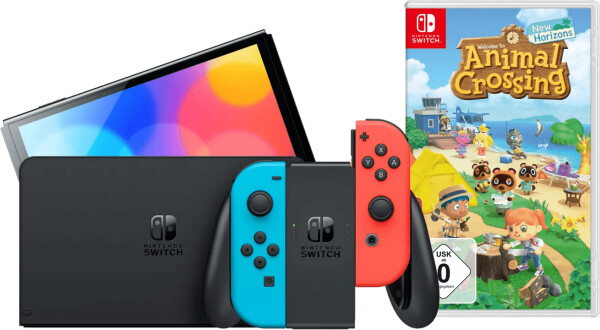 Nintendo Switch (OLED-Modell) neon-blau/neon-rot + Animal Crossing: New Horizons, Bild 5
