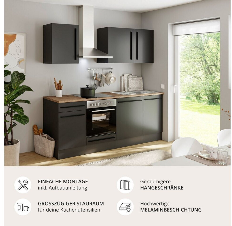 Mid.you Jazz 220cm schwarz/artisan-eiche (ohne Geräte) ab 444,00 € (Oktober 2026)