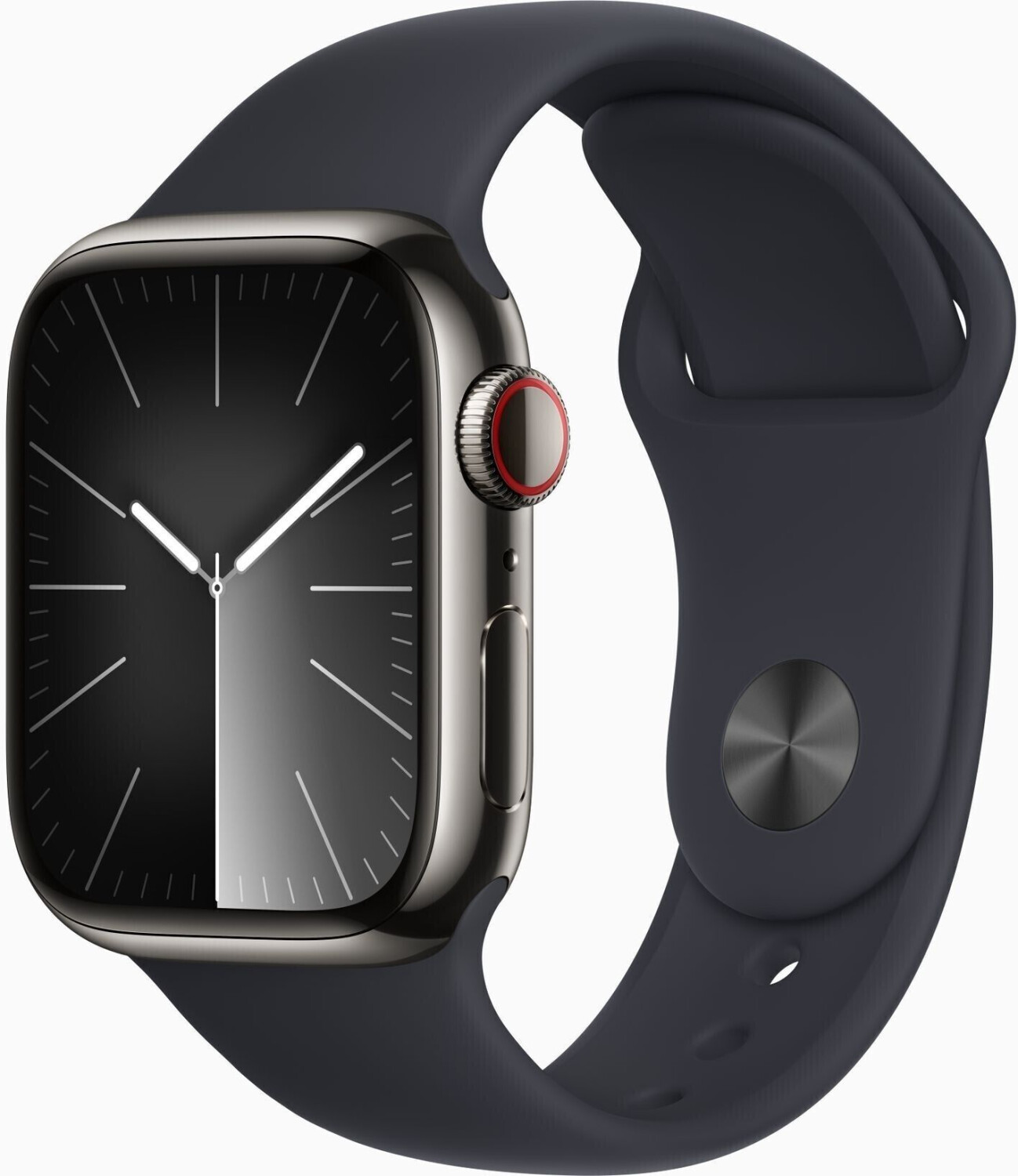 Apple Watch Series 9 4G 41mm acier inoxydable graphite bracelet Midnight M/L