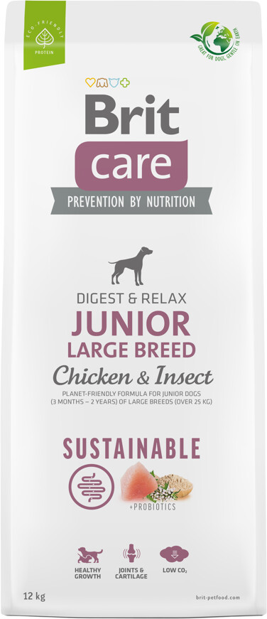 Brit Care Dog Sustainable Junior Large Breed Dry Food Chicken & Insect 12kg