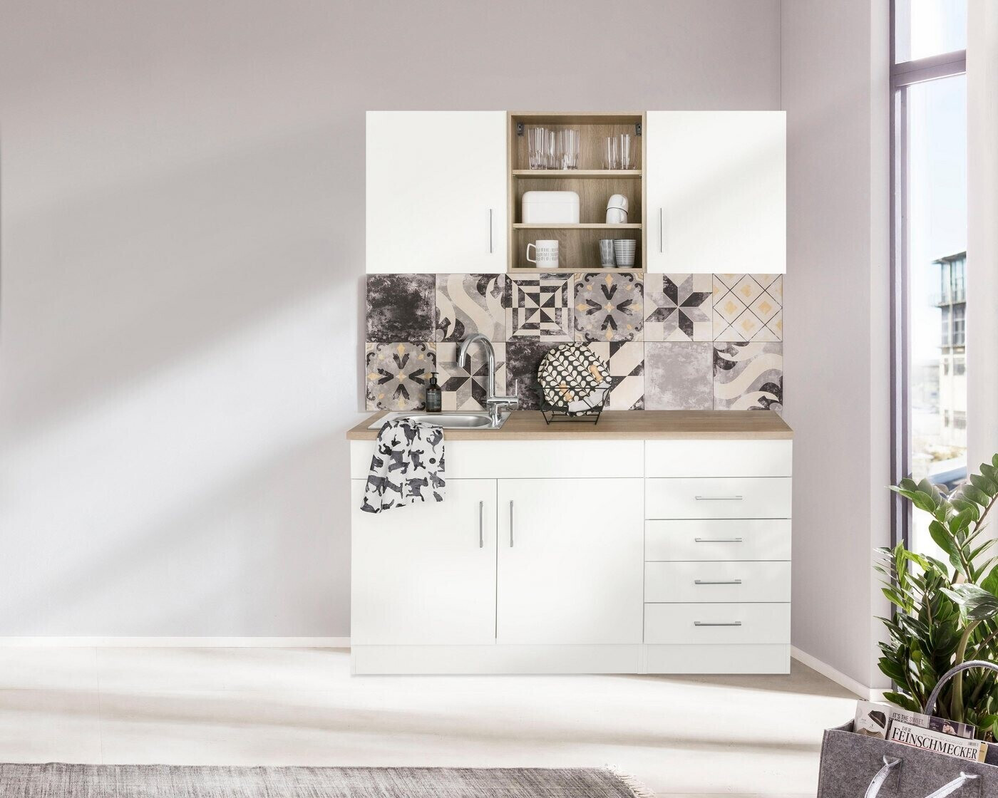 Held Möbel Mali Komplettküchen-Sets 150x200x60 cm Eiche/sonoma/weiß (ohne E- Geräte) ab 586,49 € | Preisvergleich bei | Wandkonsolen