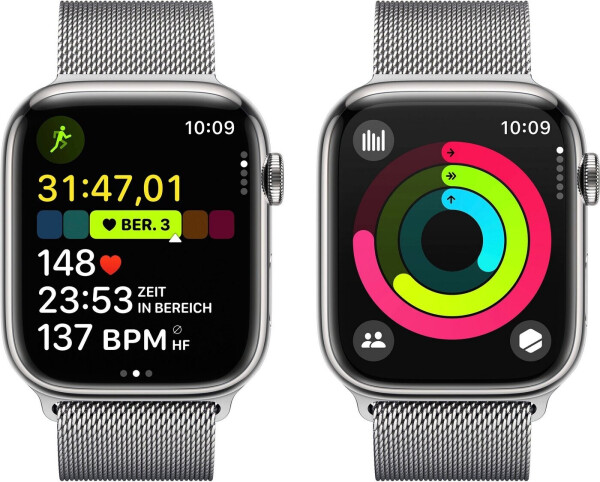 Apple Watch Series 9 4G 45mm Edelstahl Silber Milanese Silber, Bild 5