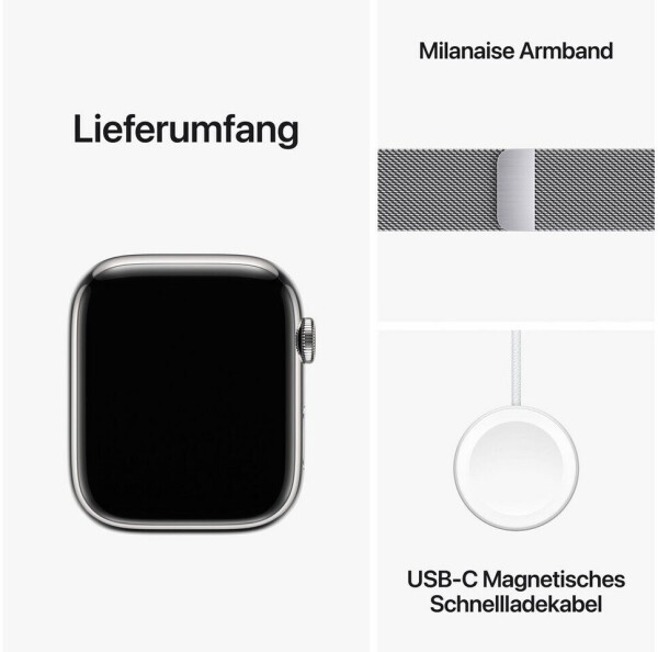 Apple Watch Series 9 4G 45mm Edelstahl Silber Milanese Silber, Bild 6