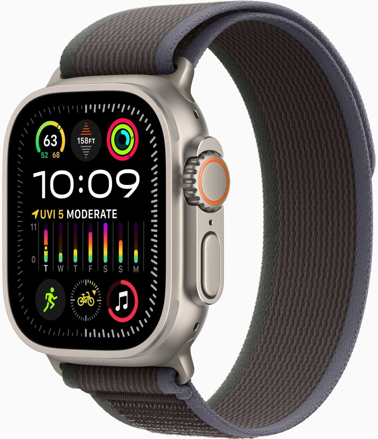 Apple Watch Ultra 2 Titane Loop Trail bleu/noir S/M