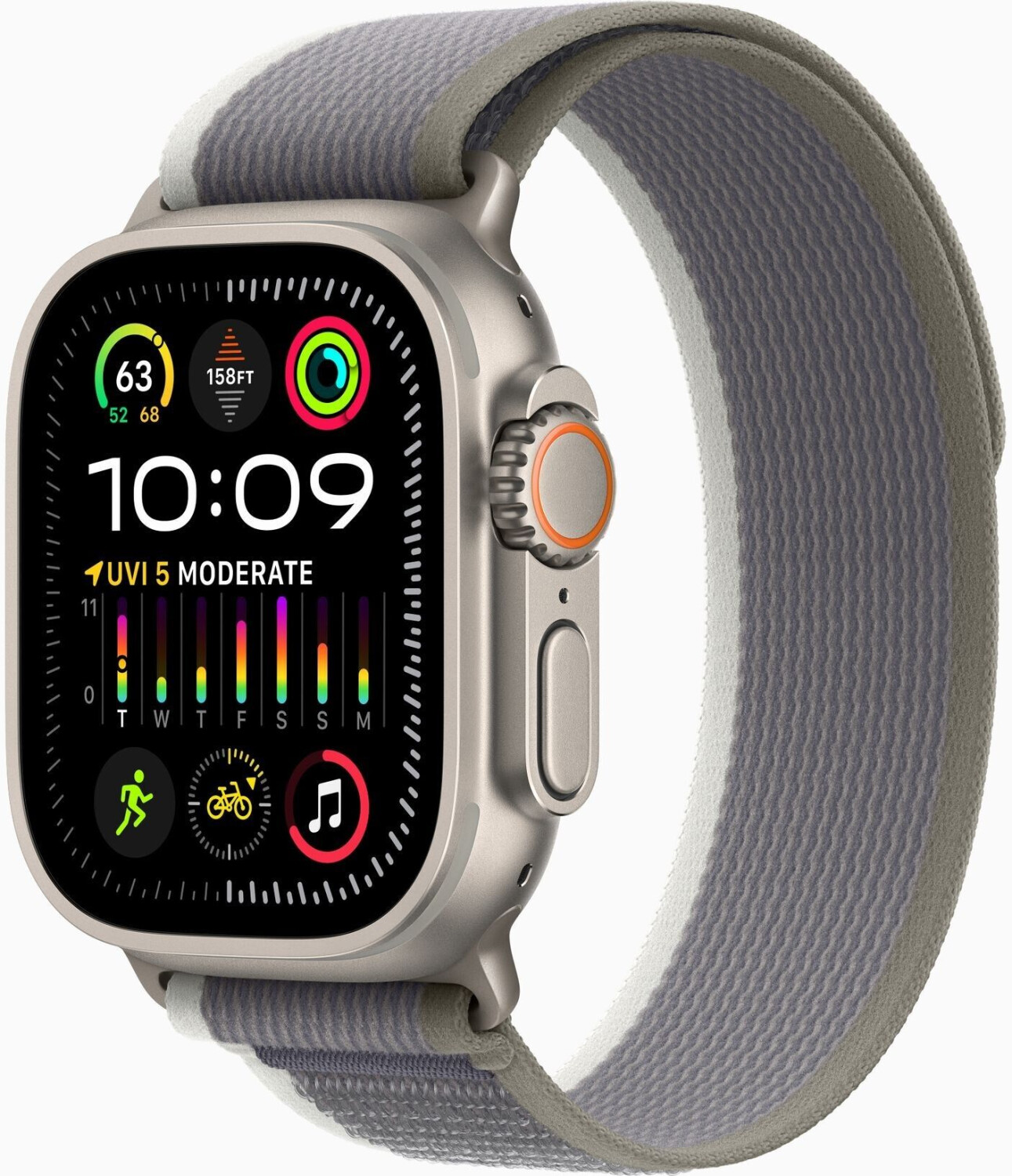 Apple Watch Ultra 2 Titanium Trail Loop Green/Gray S/M