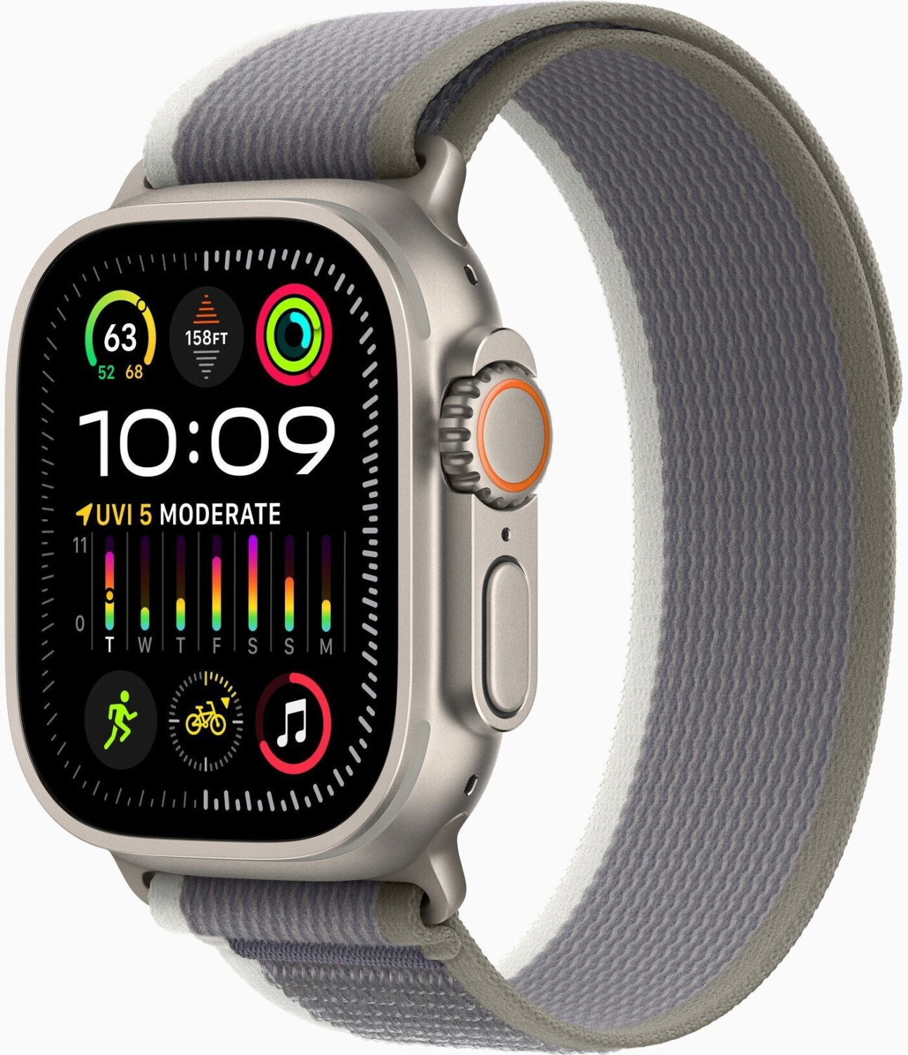 Apple Watch Ultra 2 Titane Loop Trail vert/gris S/M