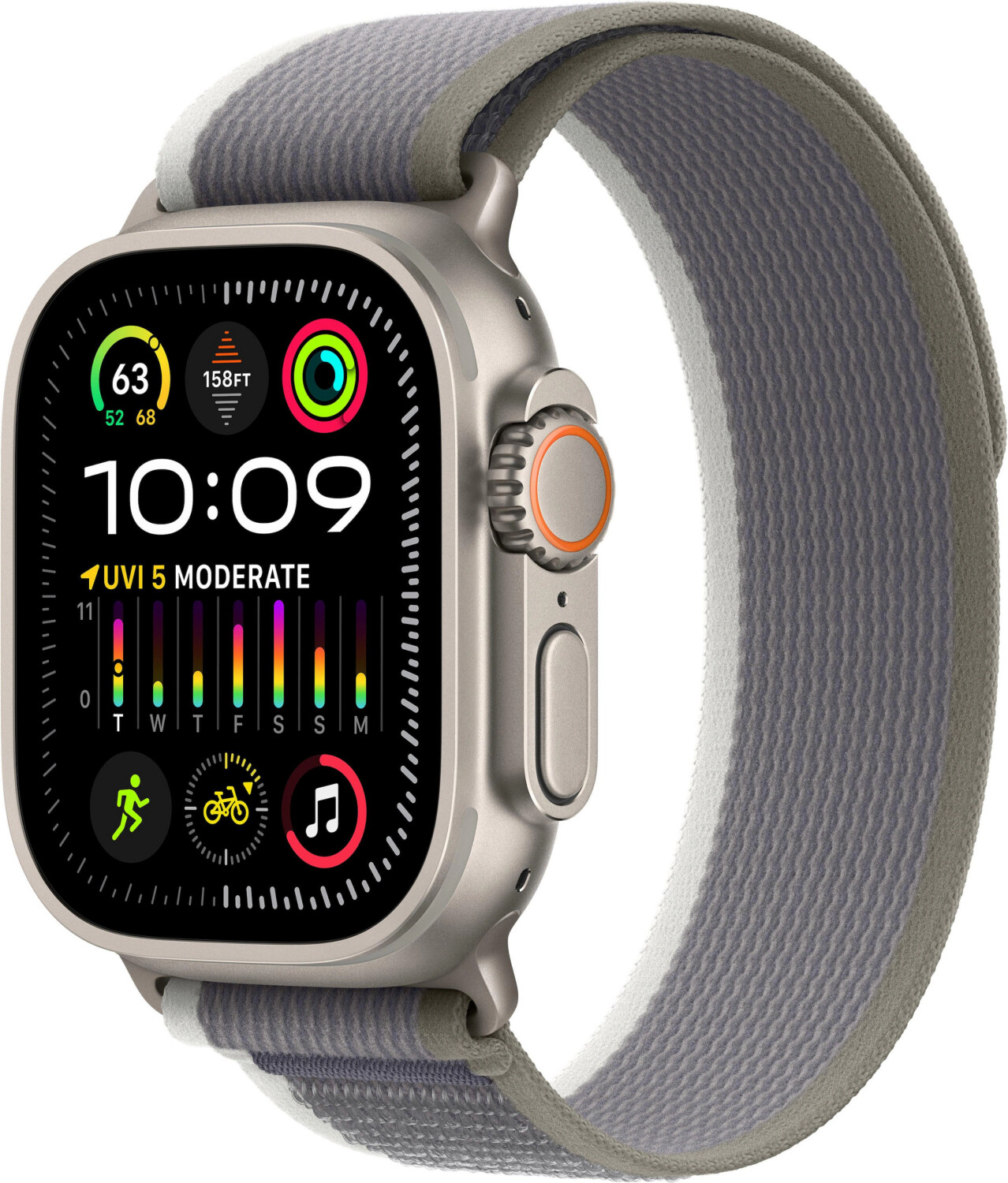 Apple Watch Ultra 2 Titane Loop Trail vert/gris M/L