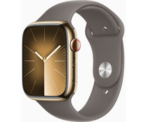 Apple Watch Series 9 4G 45mm Edelstahl Gold Sportarmband Tonbraun M/L