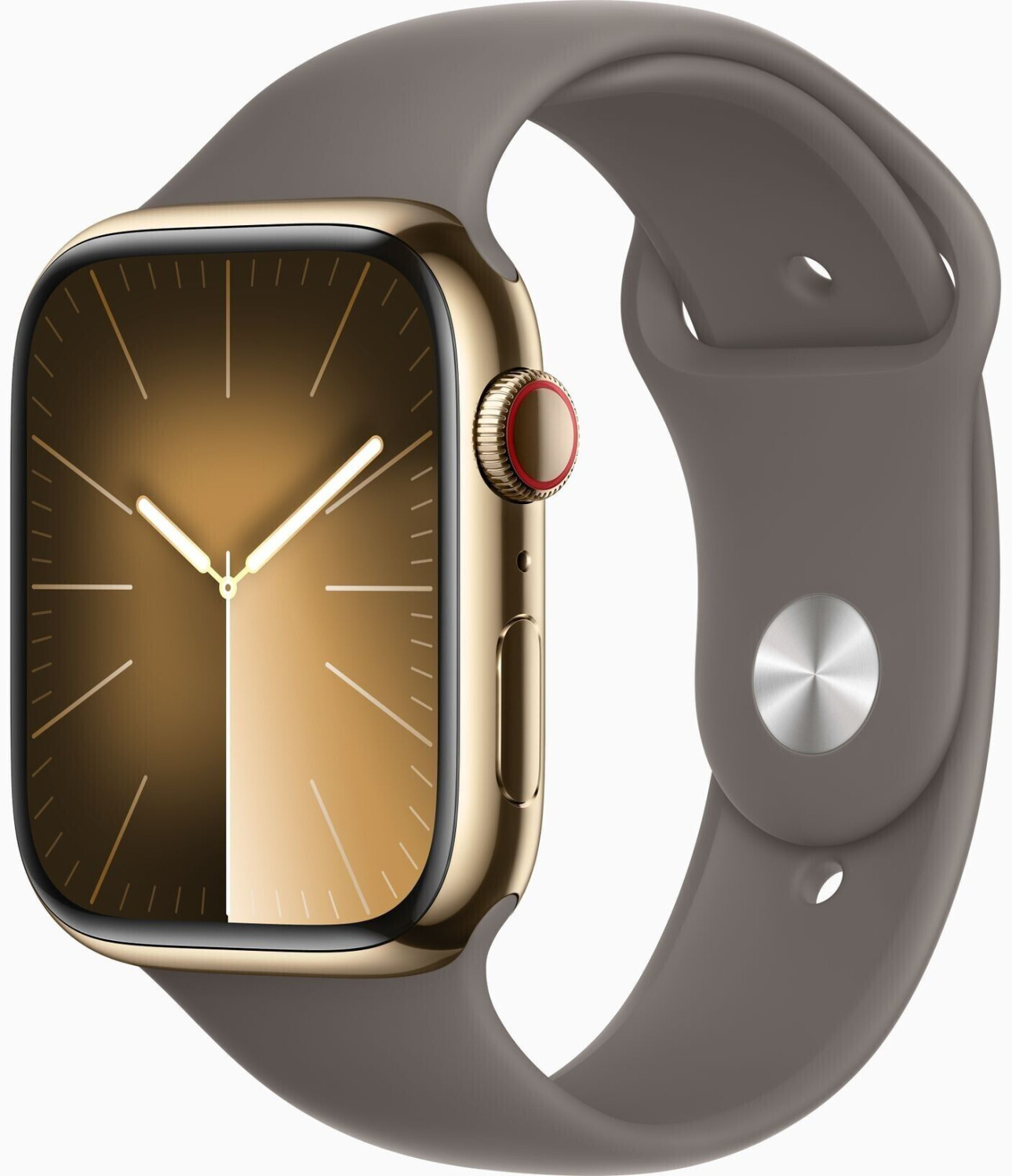 Apple Watch Series 9 4G 45mm acier inoxydable or bracelet argile M/L