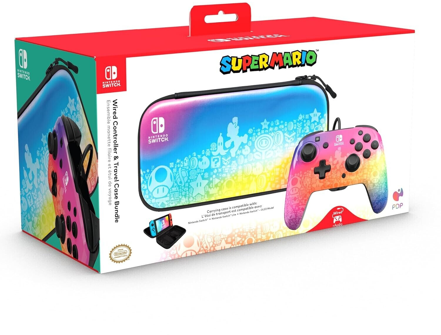PDP Switch Rematch Wired Controller & Travel Case Bundle - Star Spectrum