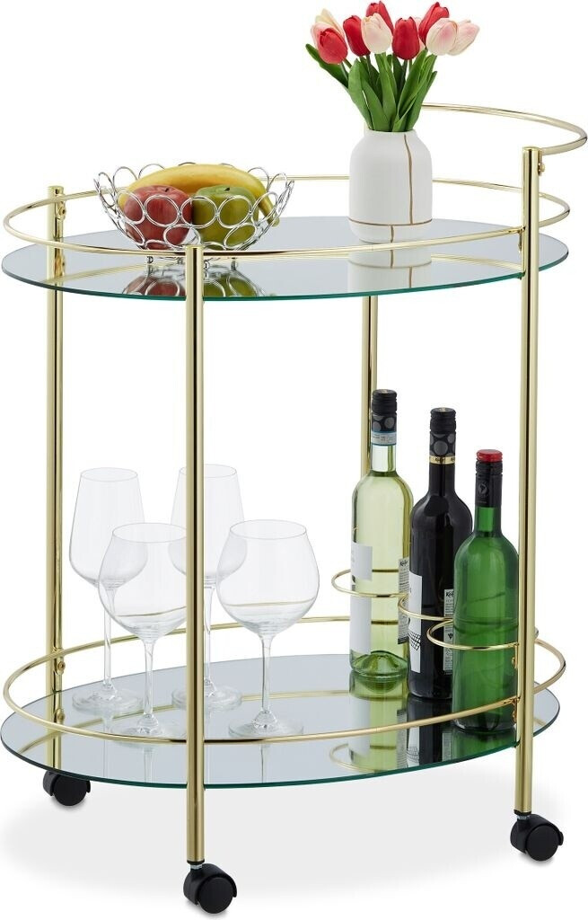 Relaxdays Beverage trolley 79x65,5x45 cm with swivel casters Gold (10038710)