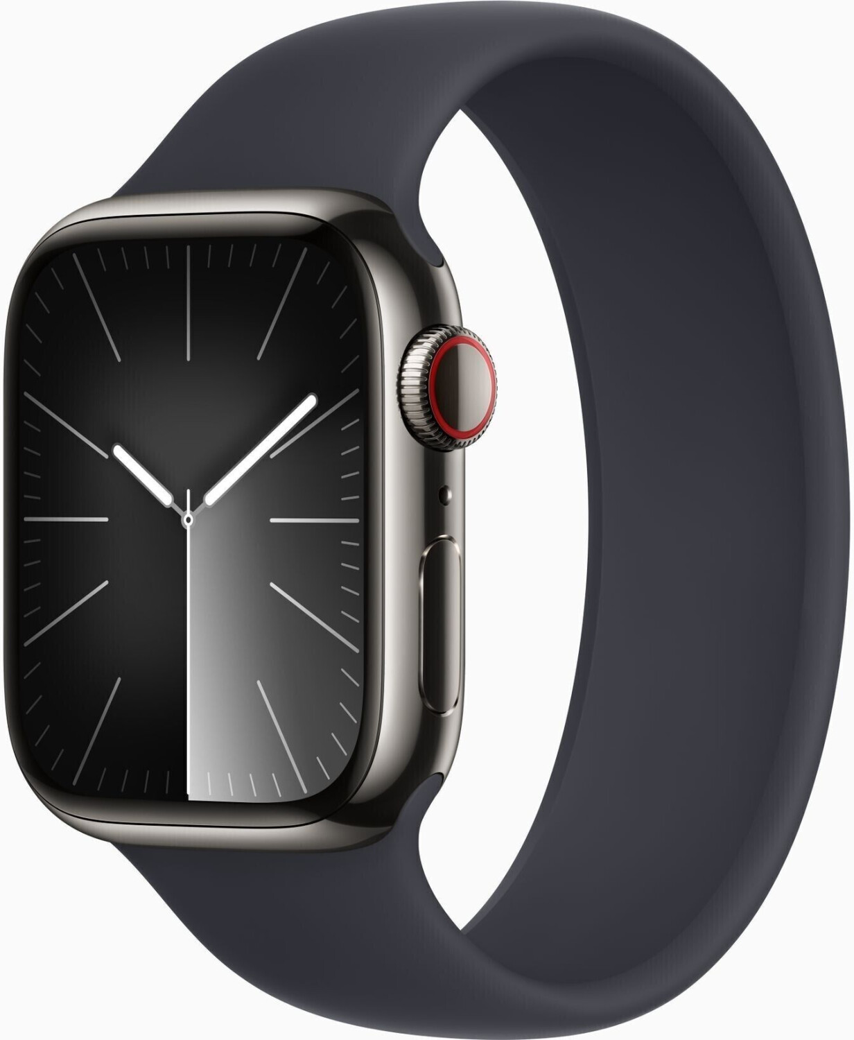 Apple Watch Series 9 4G 41mm acier inoxydable graphite bracelet Midnight S/M