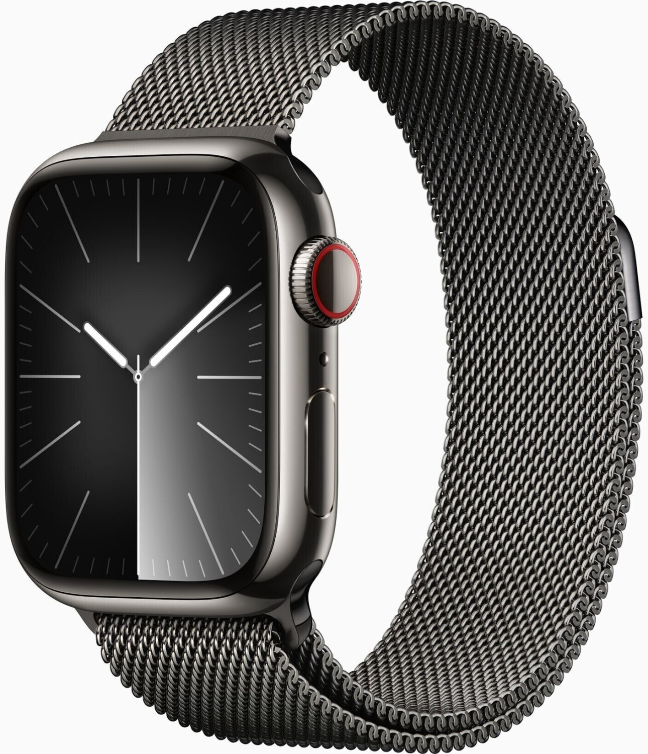 Apple Watch Series 9 4G 41mm acier inoxydable graphite bracelet Milanais graphite