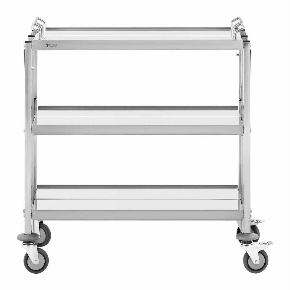 Royal Catering Küchenrollwagen 3 Borde faltbar 90x50/50x83 cm (RCSW-101