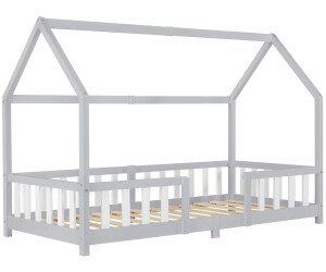 Cama para niños Sisimiut forma de casa pino 70x140 cm blanco mate [en.casa]