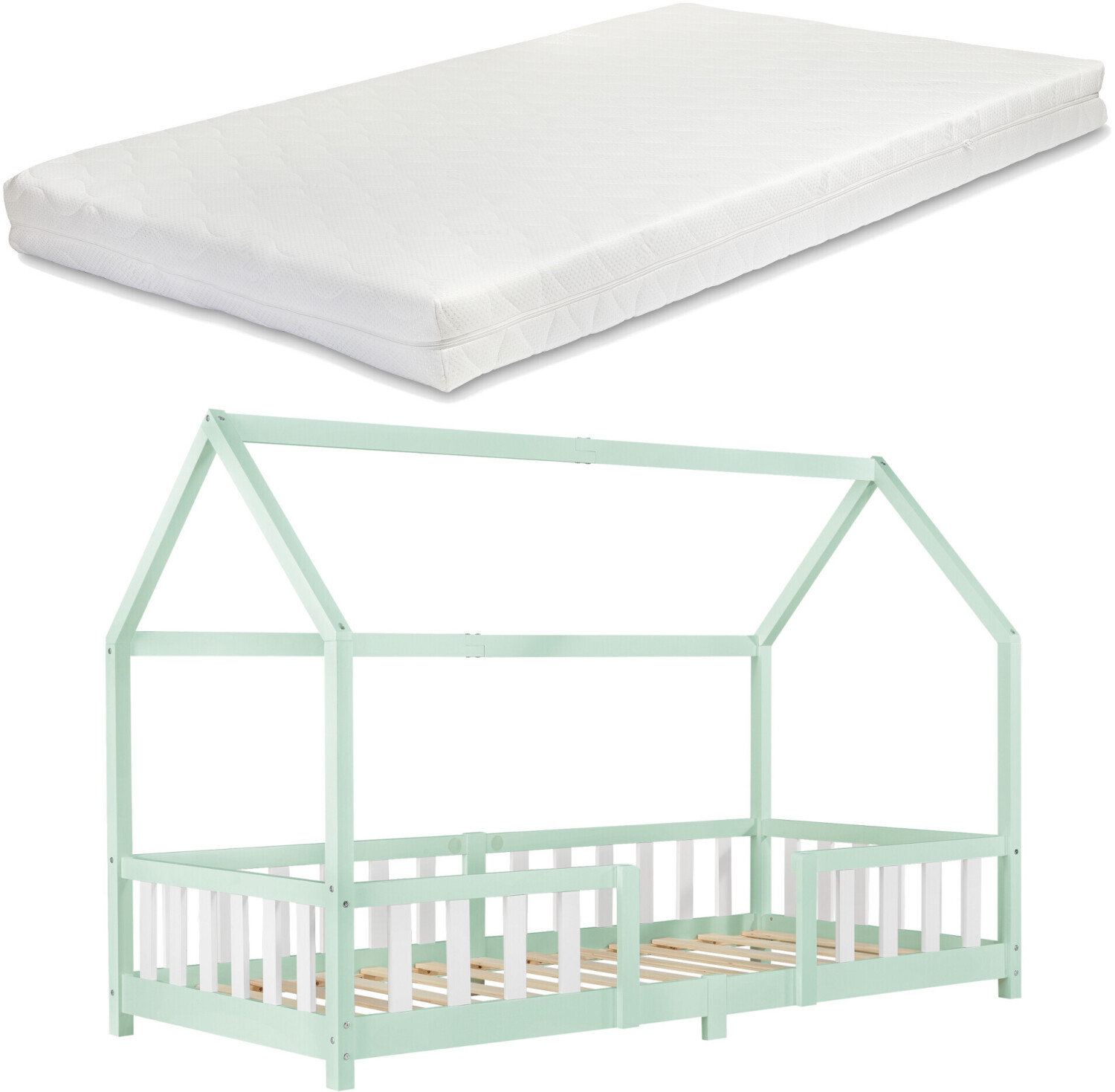 en.casa Sisimiut 90x200cm with Mattress Mint/White