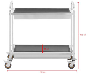 Royal Catering Serving trolley 2 trays 101x55x96.5 cm silver (RCGW-2) a €  129,00 (oggi)