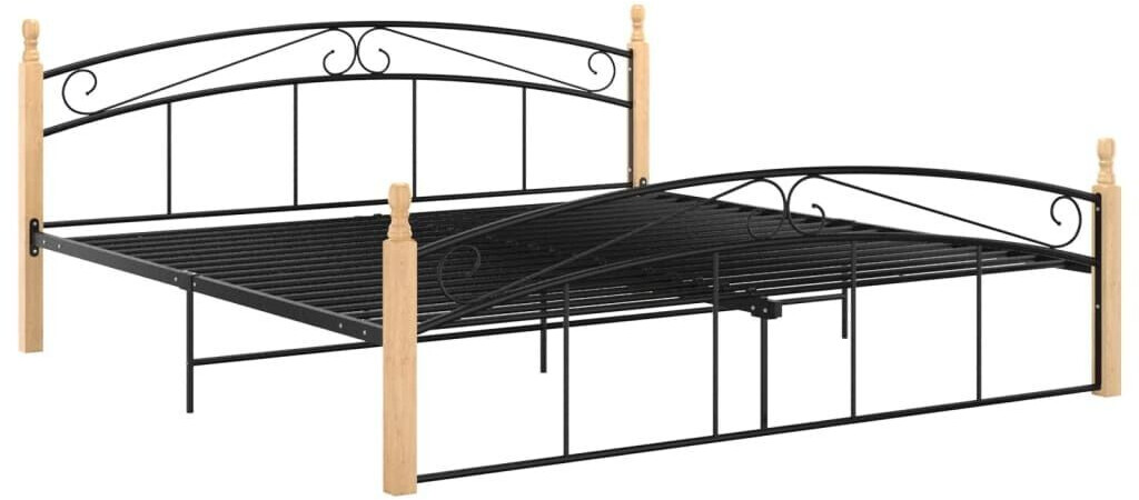vidaXL Solid Wood Bed Metal And Oak 180x200cm (324930)