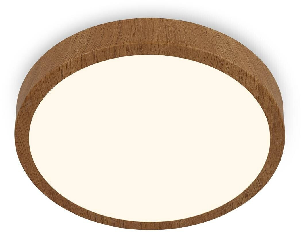 Briloner LED Ceiling Lamp Runa Wood Optic 3,000 K Ø38cm