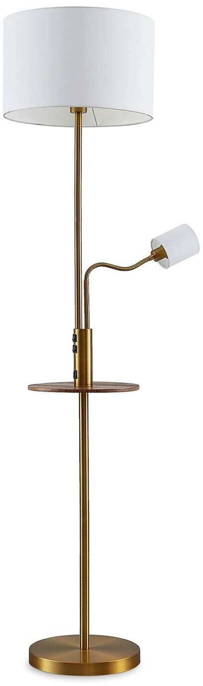Lindby Aovan Floor Lamp With Shelf And USB bronze