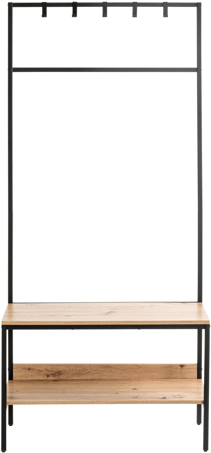 HAKU Furniture coat stand oak, black 80 cmx35 cmx180 cm (37461)