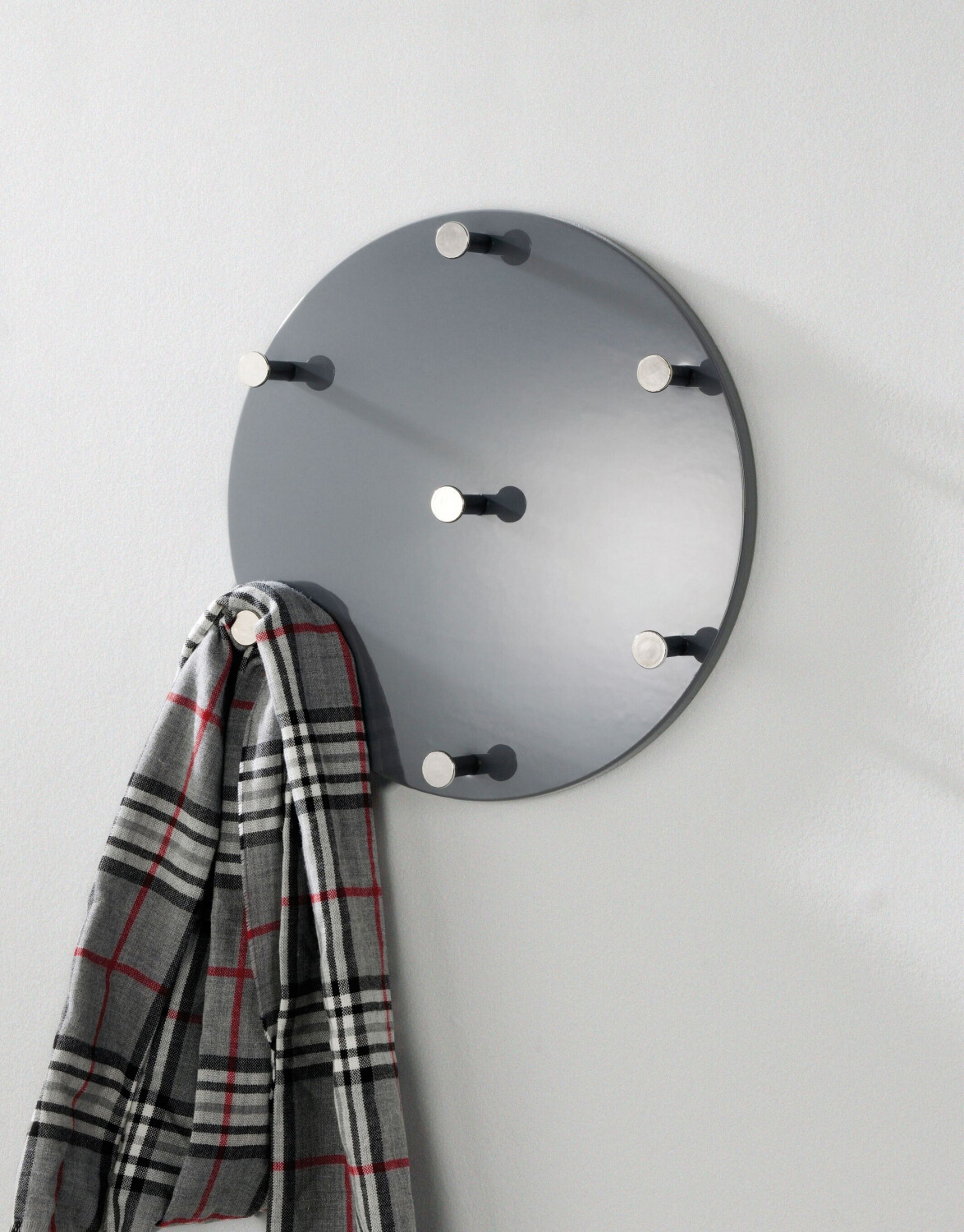 HAKU Wall coat rack, grey-chrome-nickel 5 cmØ 35 cm (42185)