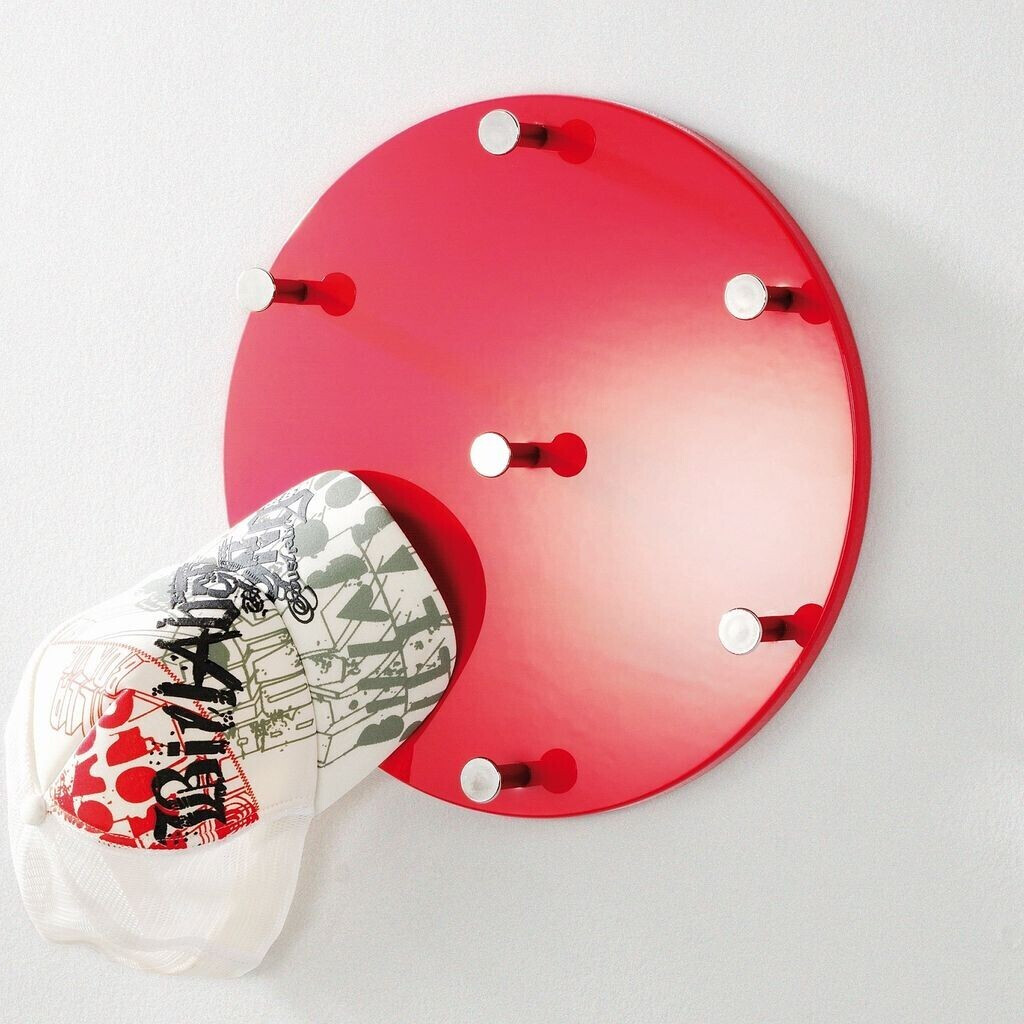HAKU Wall coat rack, red-chrome-nickel 5 cmØ 35 cm (42485)