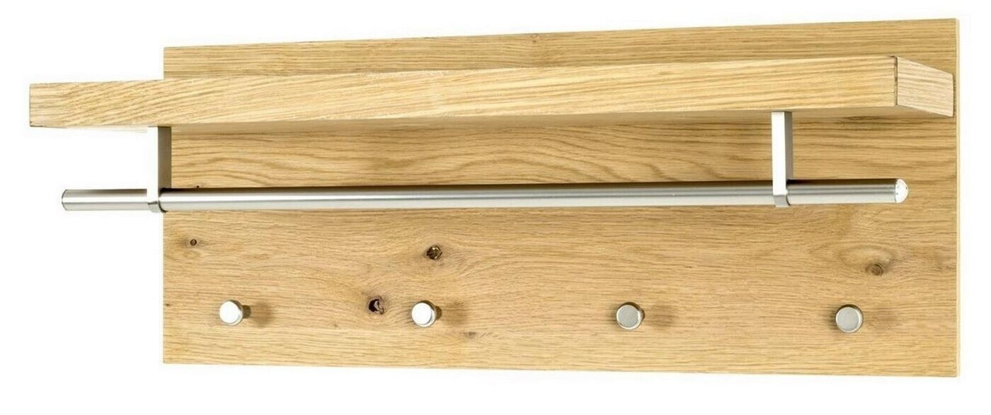 HAKU Wall coat rack oak stainless steel look 75x26x30 cm (15612)