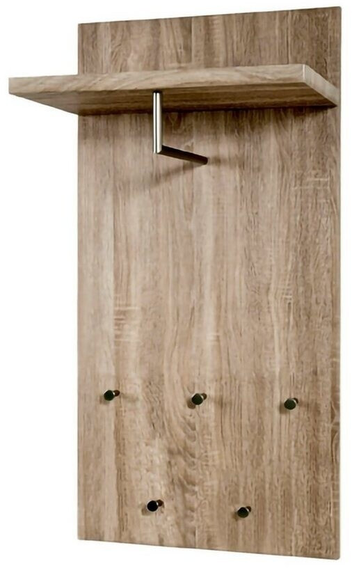 HAKU Wall coat rack, oak truffle stainless steel look 49 cmx31 cmx100 cm (42758)