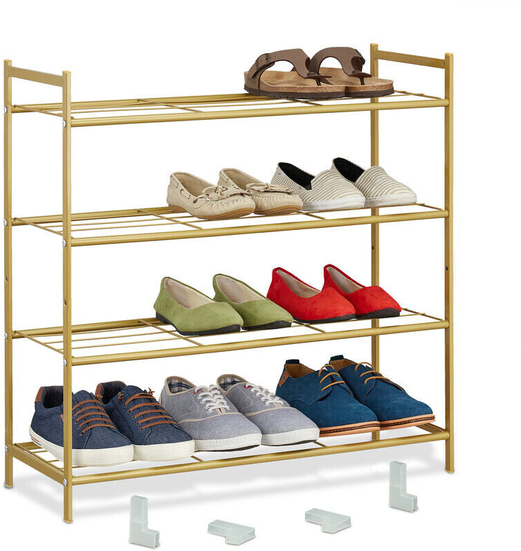 Relaxdays Metal shoe rack, with 4 levels 70 x 70 x 26 cm for up to 12 pairs of shoes