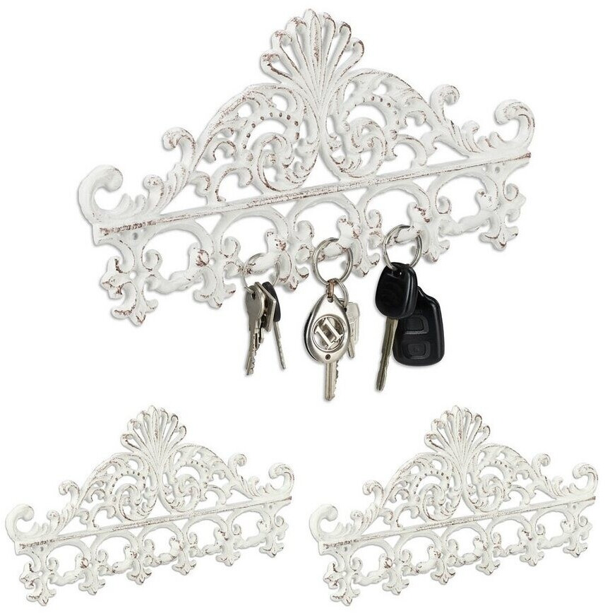 Relaxdays 3 x coat rack cast white brown (10040736-0)