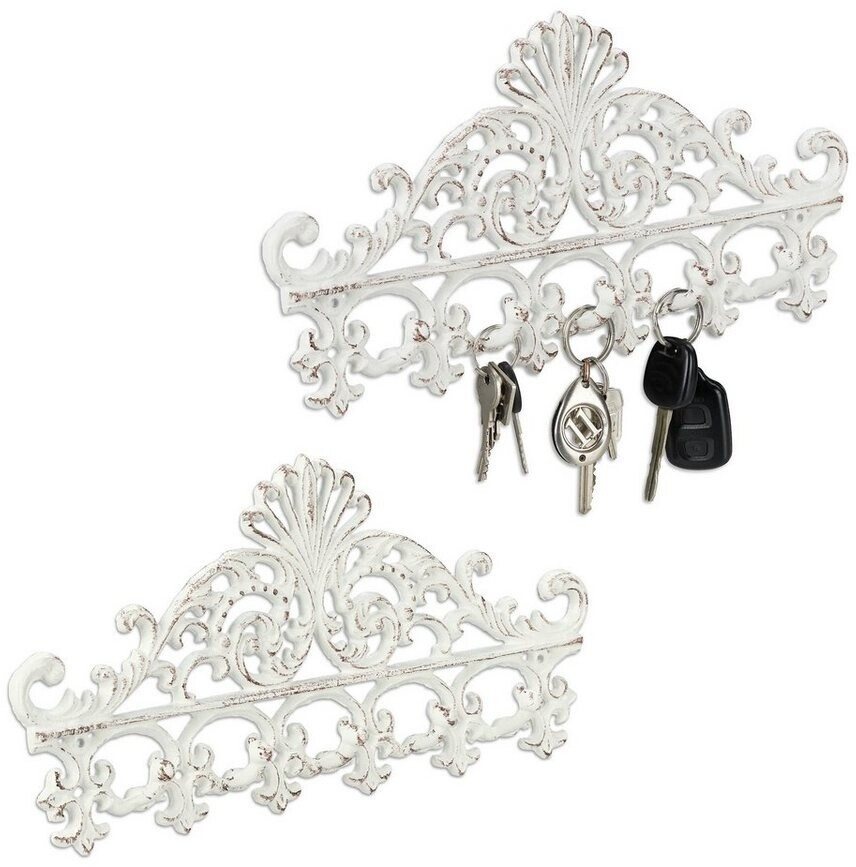 Relaxdays 2 x coat rack cast white brown (10040735-0)