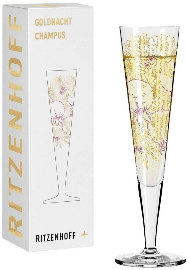 Flûtes à Champagne Ritzenhoff Goldnacht - Lot De 2, Décor Léopard Or/noir, Designer Ana Vasconcelos, Cristal