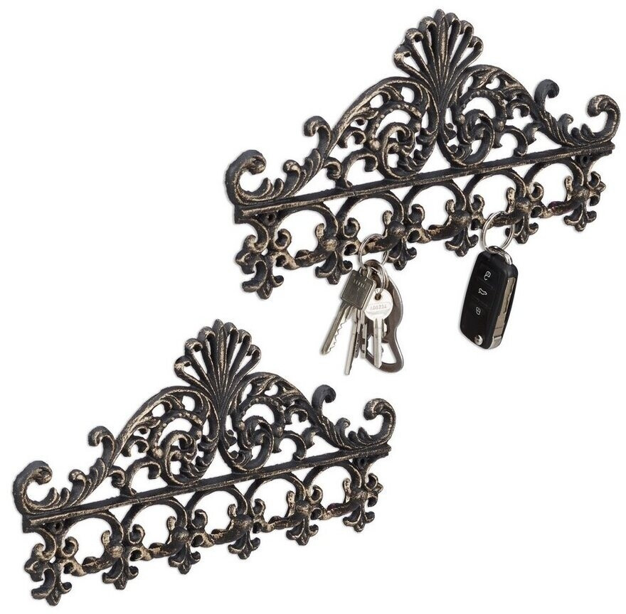 Relaxdays 2 x coat rack cast bronze (10040731-0)