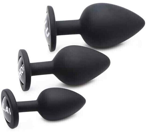 XR Brands Dirty Words Silcone Anal Plug Set Black