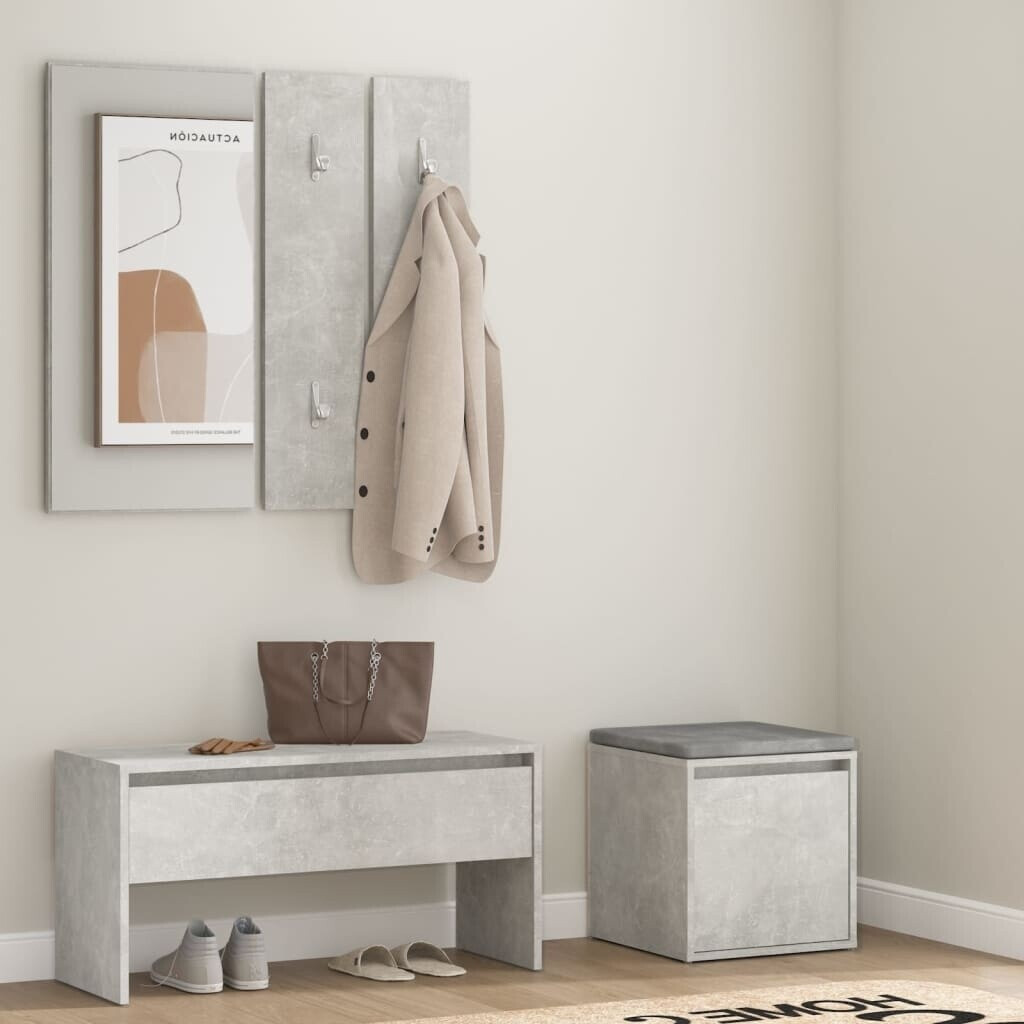 vidaXL Hallway furniture set concrete gray wood material (3082048)