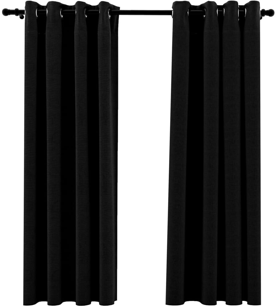 vidaXL Linen-effect blackout curtains 2 pcs. 140x175 cm black (321152)