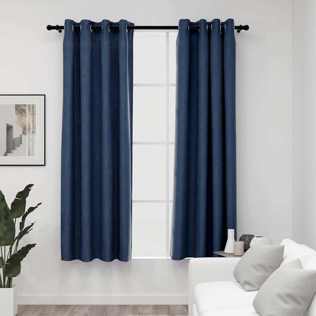vidaXL Linen-effect blackout curtains 2 pcs. 140x175 cm blue (321176)