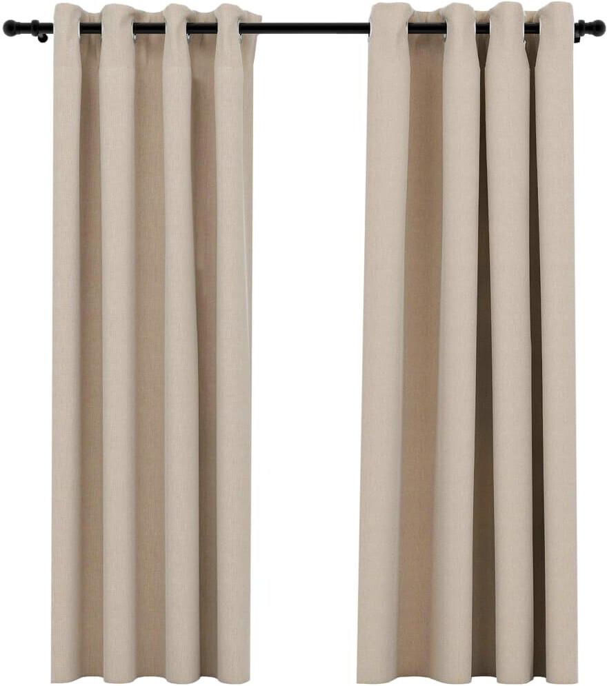 vidaXL Linen-effect blackout curtains 2 pcs. 140x175 cm beige (321208)