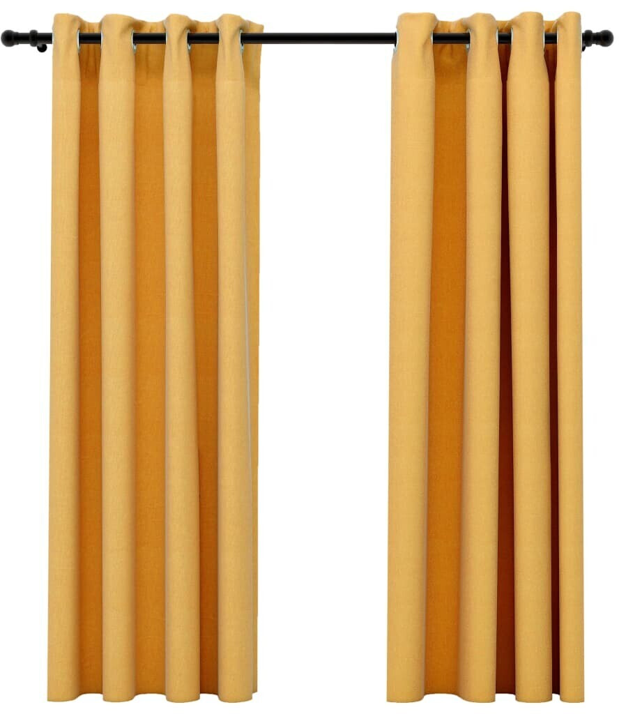 vidaXL Linen-effect blackout curtains 2 pcs. 140x175 cm yellow (321192)